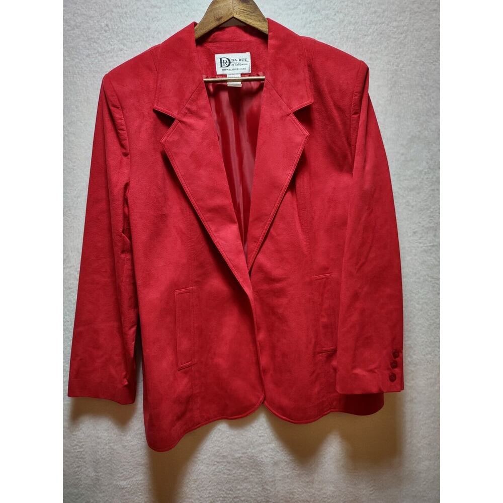 Vintage Red Da-Rue Of California Suit Jacket Blazer Women's 18 Lined Made In USA